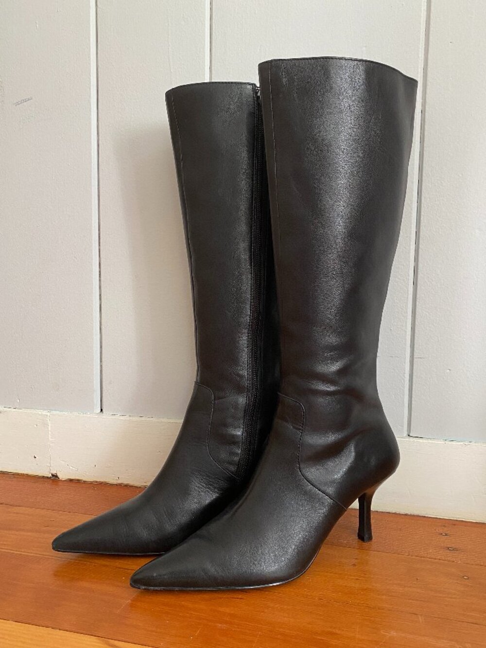 Nordstrom BP. Leather Pointed Toe Boots - Black - Size 7.5